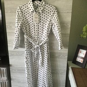NWT Zara Polka Dot dress Black and white